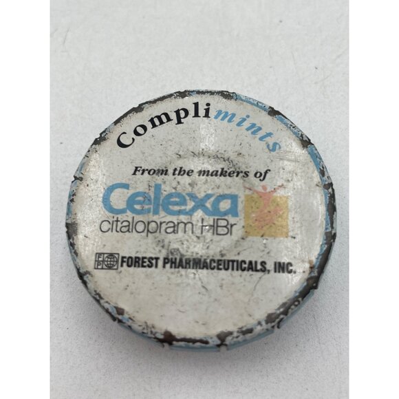 Vintage Celexa Complimints Clik Clak Tin Container 12g Advertising Item - Picture 4 of 6